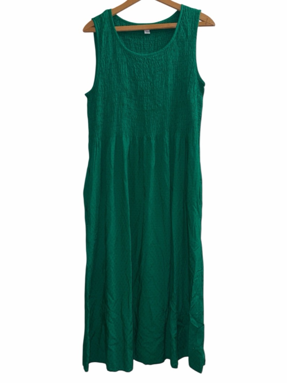Croft & Barrow Smocked Tank Midi Dress with Pockets L Green - Picture 2 of 5